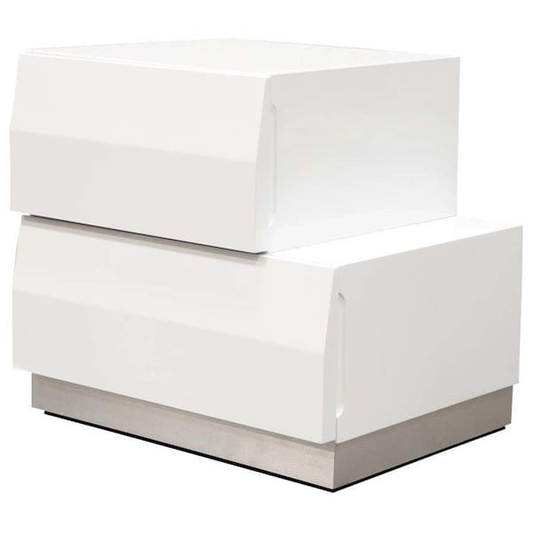 Kd Gabinetes Spain Modern White 2 Drawer Bedroom Nightstand KD2811392 - main